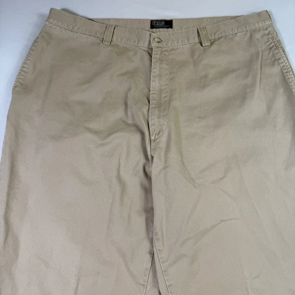 Vintage Polo Ralph Lauren Pants Mens 42 (Fits 40x31) Beige Baggy Made in USA 90s